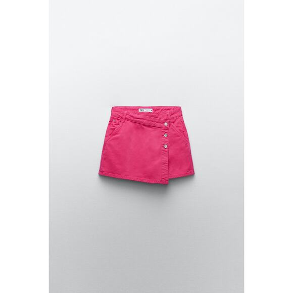 Zara Asymmetrical Button Front Denim Skort - Picture 3 of 16